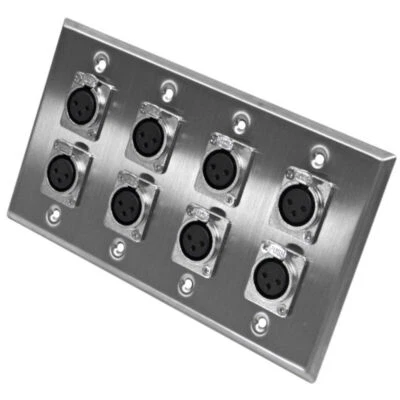 Placa de pared de acero inoxidable - 4 velocidades con 8 conectores XLR hembra Foto 1 de 3