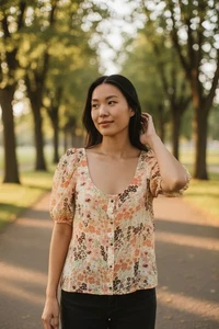 Free People Callie bedrucktes Tunika Top in Vintage Kombi Gr. M Neu mit Etikett - Bild 1 von 10