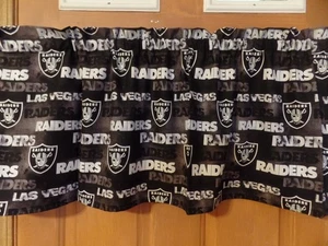 NFL Las Vegas Raiders, Handmade Sports Team Bedroom Valances, Black/Gray - Picture 1 of 3