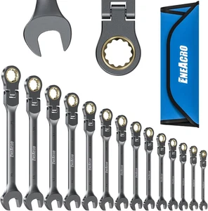 Set Di Chiavi Combinate a Cricchetto Da 14 Pezzi, Set Di Chiavi Antiscivolo a Te - Foto 1 di 12