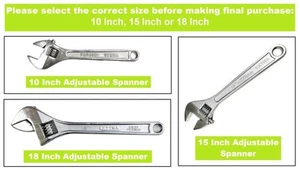 Adjustable Extra Wide Jaw Wrench Spanner 10” 15” 18" Heavy Duty 29-55mm Opening - Picture 1 of 7