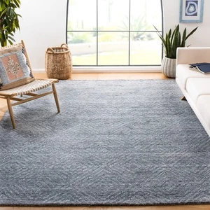 Abstract Collection Area Rug - 8' x 10', Blue, Handmade Wool, Ideal for High ... - Picture 1 of 7