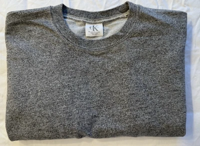 Calvin Klein Para Hombres Vintage, L, Jersey Manga Corta Peso Pesado Camisa, Gris Jaspeado Foto 1 de 4