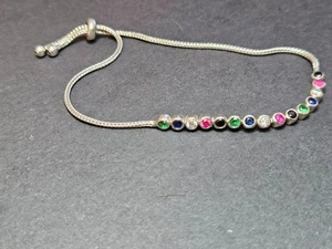 Multi coloured stones sterling silver bracelet - Picture 1 of 3