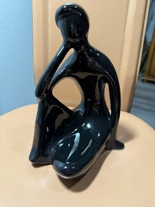 60er Mid Century Rosenthal Netter Figur - schwarzes Porzellan Taiwan Mann sitzend - Bild 1 von 9