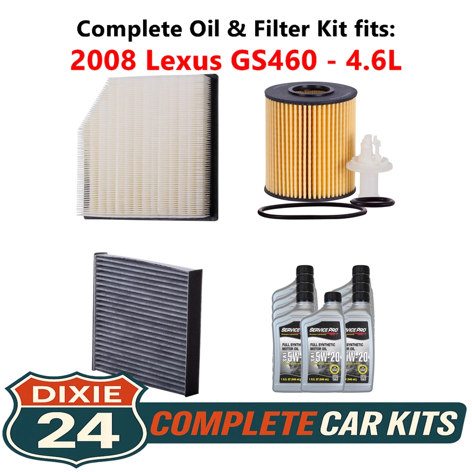 Fits: 2008 Lexus GS460 4.6L Complete Air, Oil & Cabin Filter Kit (5W-20) Foto 1 de 4