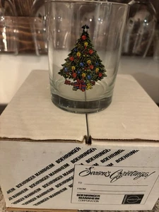 Juego de 4 vasos vintage antiguos de bola baja de 14 oz diseño de árbol de Navidad nuevos - Imagen 1 de 5