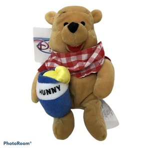 The Disney Store Mini Bean Bag Picnic Pooh Plush 8” Vintage Retired - Picture 1 of 13