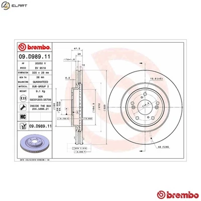 2x BRAKE DISC 09.D989.11 FOR HONDA LFB1/LFB2 2.0L L15BY/L15B7/L15BE/L15BG 1.5L - Image 1 of 4