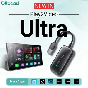 OTTOCAST Play2Video Ultra AI Box APP Hub YouTube Wireless CarPlay Android Auto - Foto 1 di 9