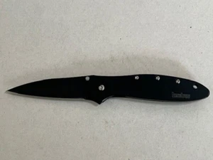 Kershaw Leek 1660 Black A/O Plain EDGE Blade Linerlock Folding Knife - -Great - Picture 1 of 6