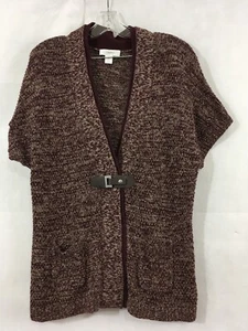 Maglione CJ BANKS manica corta spalla a goccia aperto davanti chiusura pelle donna 1X - Foto 1 di 10