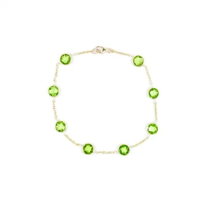 Peridot Checkerboard Bracelet By The Yard 6mm Round Set In 14k Yellow Gold - Image 1 of 3