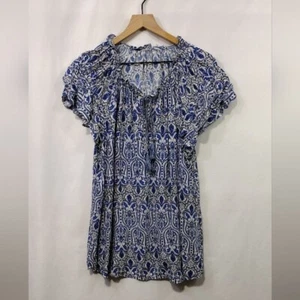 Rose & Olive Floral Cottagecore Top Women's XXL Blue Boho Retro 90s Y2K Peasant - Picture 1 of 8