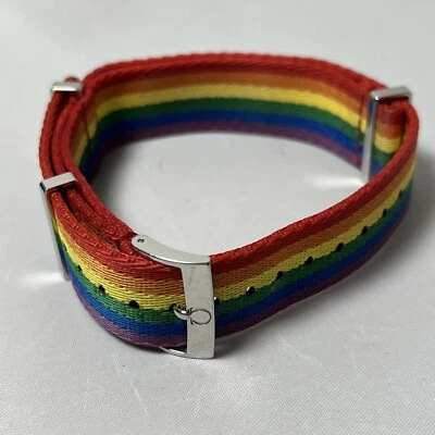 Ремешок Omega Rainbow Pride холщовый 20 мм CWZ011611 и 94512002 со стальным хвостовиком - Изображение 1 из 4