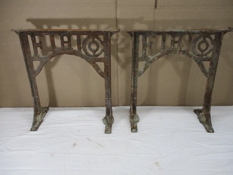 Antique Industrial Machine Age Cast Iron Legs Stand F.H. Co Cover