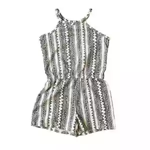 NWOT Girls L 10/12 Old Navy Black & White Aztec Print Sleeveless Shorts Romper - Picture 1 of 2