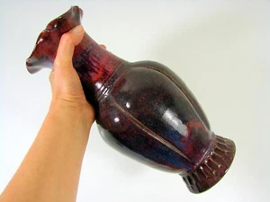 Grand Vase Grès Emaillé Ecole de Carriès Décor Irisé Polylobé Signé H 29,5 cm - Picture 1 of 12