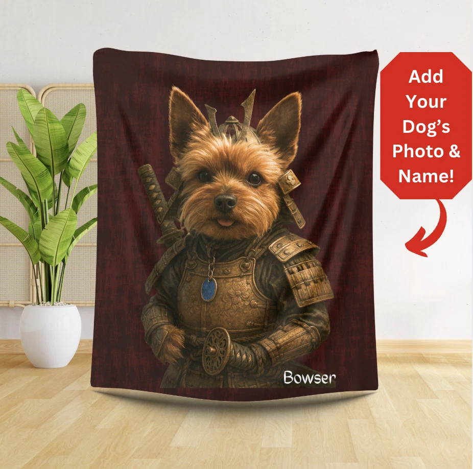 Cobertor de pelúcia personalizado samurai para cachorro foto de animal de estimação presente para mães de cachorro - Imagem 1 de 1