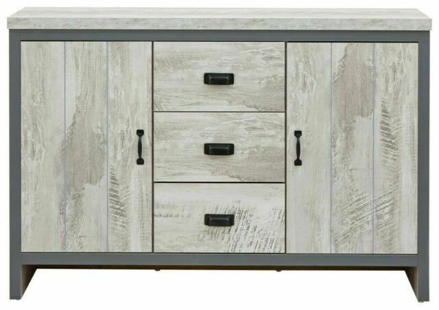 GFW Boston 2 Door 3 Drawer Sideboard - Grey