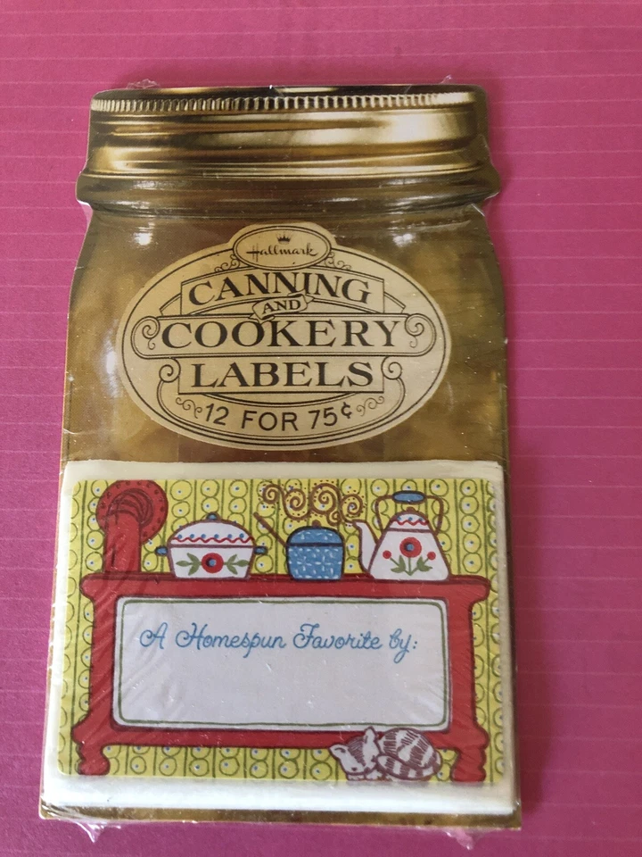 Etiquetas de tarro de albañil de cocina de conservas vintage con sello nuevo juego sellado 12 cocina años 70 Foto 1 de 3