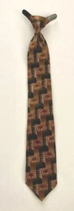 Boys 15" Black/Gold Print Clip-On Tie - Picture 1 of 3