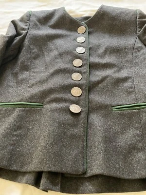 Blazer mujer vintage lana gris verde ribete Foto 1 de 4