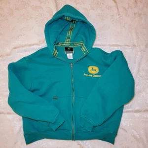 John Deere Youth L Full Zip Hoodie Green Fleece Sweatshirt - Picture 1 of 4