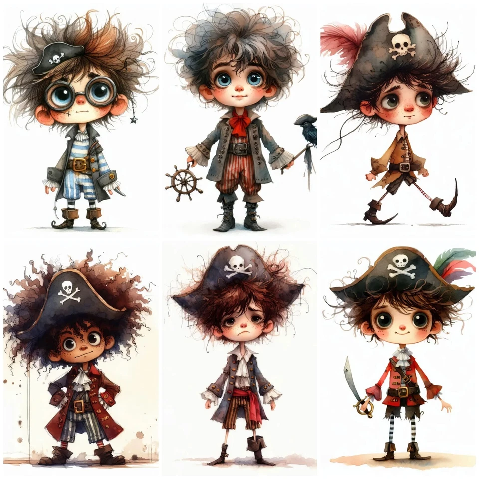 DAZZLING ACE DESIGNS OVERBOARD MATEY QUIRKY Cardmaking Card Toppers Scrapbook Tags Paper Craft