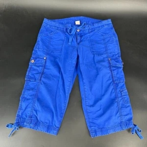 Arizona Cargo Capri Hose Blau Größe Damen 8 Kordelzug Taschen - Bild 1 von 7