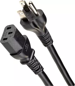 12 Feet 3 Prong AC Power Cord for Computer Monitor/Tv, 18 AWG, 125 Volts, Black - Picture 1 of 12