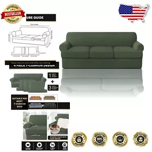 High Stretch 4-Piece T Cushion Sofa Cover - Revitalize Your Living Space - Picture 1 of 10