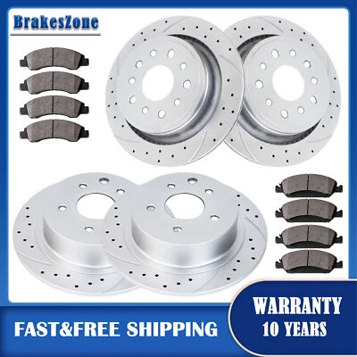 Kit de pastillas de rotores de freno delanteros y traseros aptos para Ford Focus 2012-2018 frenos ranurados Foto 1 de 4