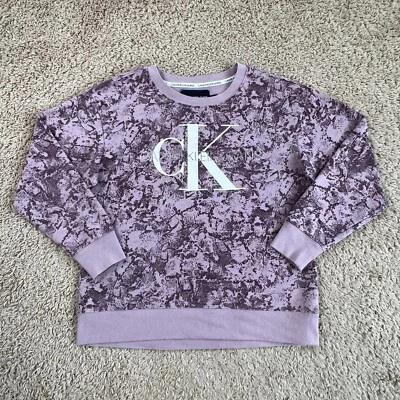 CALVIN KLEIN JEANS Lavanda Serpiente Estampado Logo Gráfico Pullover Sudadera Mujer S Foto 1 de 4