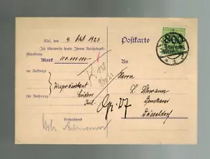 1923 Koln Germany Inflation Postcard cover to Dusseldorf 800000 RM - Picture 1 of 2