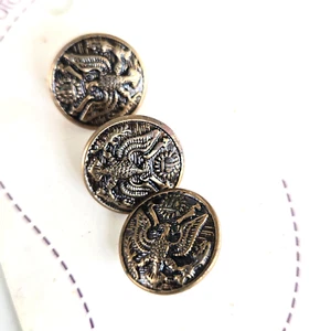 3 Vintage Le Bouton The Great Seal Eagle Gold Tone Shank Button 5/8" in Card - Picture 1 of 5
