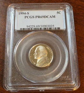 1994-S Jefferson Nickel PCGS PR69DCAM 5C Proof Deep Cameo Coin #94229.69 - Picture 1 of 8
