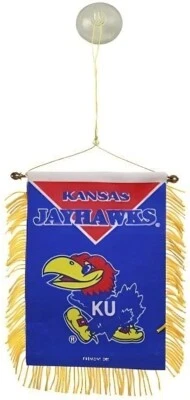 NCAA Kansas Jayhawks 3.5" x 4.5" Red Mini Banner Flag - Image 1 of 2
