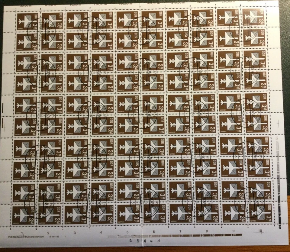 Timbres d'Allemagne DDR Poste aérienne  oblitéré feuille N°13 année 1984 - Photo 1/1