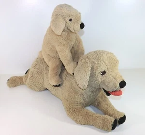 2x IKEA HUND GOLDEN GOSIG RETRIEVER +WELPE Plüsch hell braun Stoff 80 +35cm groß - Bild 1 von 4
