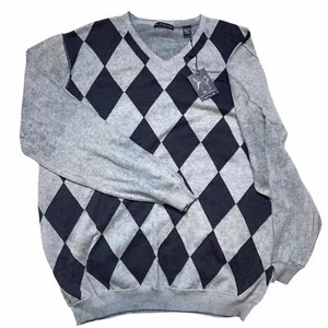 Men’s NWT Age Of Wisdom Burnout Distressed Argyle Sweater Size XXL - Picture 1 of 3