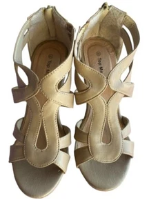 open toe strappy design high heel wedges size 8.5 - Picture 1 of 4