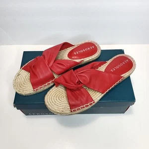 Aerosoles Paramus rote flache Damen-Plateausandalen aus Leder Größe 10M Freizeit - Bild 1 von 4