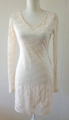 Forever 21 Lace Mini Dress Juniors Large Ivory Floral Y2K Cut Out Back Fairycore - Image 1 of 4