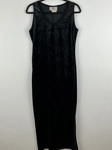 Remix Long Maxi Dress Size L Black Sleeveless Wide Straps V Neck Polyester - Picture 1 of 9