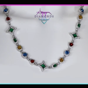 Simulierte Diamant Tennis Kette | Regenbogen Tennis Halskette | Iced Out Tennis Kette - Bild 1 von 13