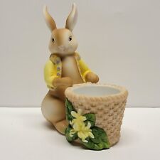 Partylite Bunny Rabbit Tealight Candleholder - Floral Wicker Basket