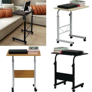 Rolling Laptop Table Overbed Desk Tabletop Food Tray Hospital PC Over Bed Stand - Picture 1 of 13