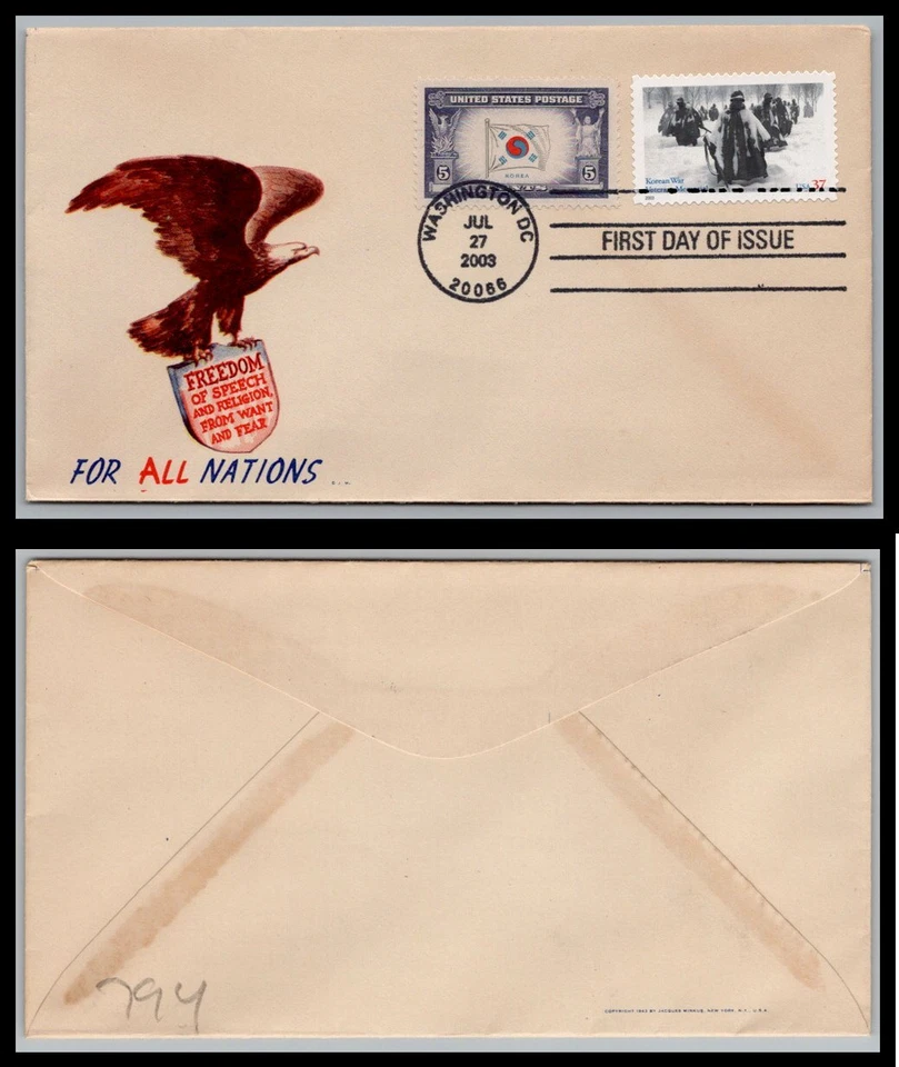 US FDC # 3803 37c Korean War Veterans Memorial CJM  CJMddWassed 2003, 9p4428 - Image 1 of 1