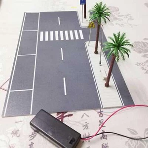 Lote de estacionamiento diorama escala 1/64 exhibición paisaje modelo coche carretera y luz LED - Imagen 1 de 10